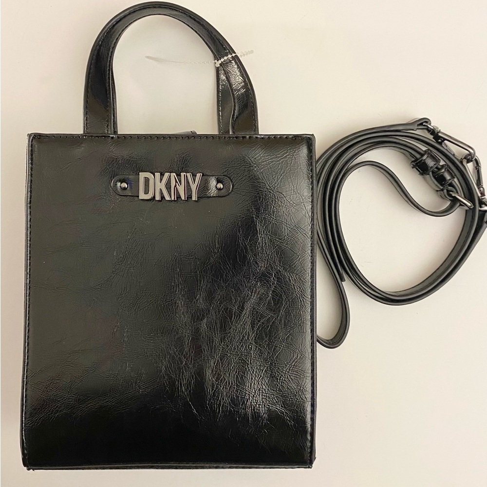 EUC! DKNY ALISON SM NS TOTE Crossbody Bag Black Purse